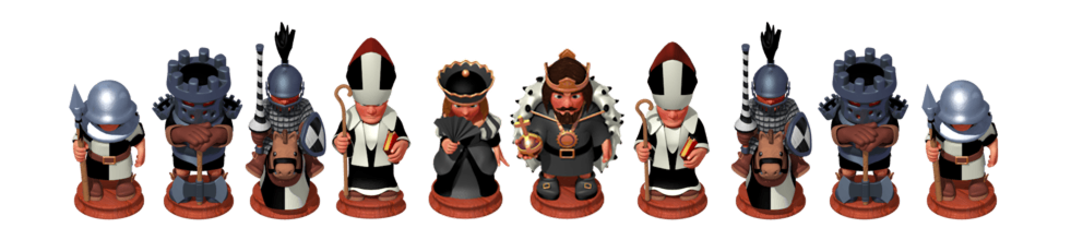 Collection of chess pieces from the game